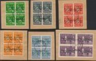 Finland 1941 - East-Karelia 8-13 dark green overprint blocks of 4 (Repola 1.XI.41 14) on paper Finland 1941 - East-Karelia 8-13 dark green overprint blocks of 4 (Repola 1.XI.41 14) on paper