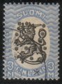 Suomi 1927 - Saarisen malli m17, 3mk sininen/musta, postitorvi W3, hammaste B Suomi 1927 - Saarisen malli m17, 3mk sininen/musta, postitorvi W3, hammaste B
