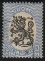 Finland 1927 - Coat of arms lion type m17, 3mk blue/blk, wm posthorn Y, B perf.