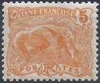 Ranskan Guayana 1922 - Great Anteater 5c Ranskan Guayana 1922 - Great Anteater 5c
