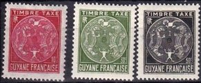 Ranskan Guayana 1947 - French Guyana, postage due 1947 10c 30c 50c (3)