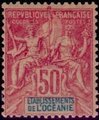 Ranskan Oseania 1892 - Type Groupe 50c carmine Inscription: ETABLISSEMENTS de L'OCEANIE Ranskan Oseania 1892 - Type Groupe 50c carmine Inscription: ETABLISSEMENTS de L'OCEANIE