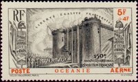 Ranskan Oseania 1939 - The storming of the Bastille 5Fr+4Fr