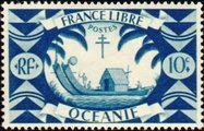 Ranskan Oseania 1942 - Ancient Double Canoe 10c