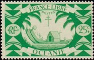 Ranskan Oseania 1942 - Ancient Double Canoe 25c Ranskan Oseania 1942 - Ancient Double Canoe 25c