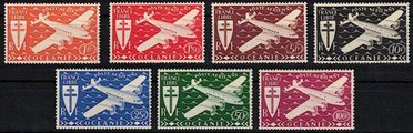 Ranskan Oseania 1942 - Airmail Plane and Cross of Lorraine (7)