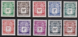 Ranskan Oseania 1948 - Postage Due Stamps of French Oceania (10) Ranskan Oseania 1948 - Postage Due Stamps of French Oceania (10)