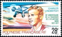 Ranskan Polynesia 1977 - 50th Anniv of the 1st Transatlantic Flight by Charles Lindbergh