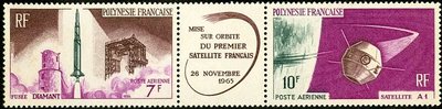 Ranskan Polynesia 1966 - Launch of the first French satellite A1 (Gutter pair) Ranskan Polynesia 1966 - Launch of the first French satellite A1 (Gutter pair)