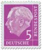 Germany 1954 - President Theodor Heuss (set I) 5pf Wz 4 W, paper x Germany 1954 - President Theodor Heuss (set I) 5pf Wz 4 W, paper x