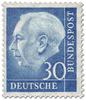 Saksa 1954 - President Theodor Heuss (set I) 30pf cobalt Wz 4 W, paper x