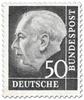 Germany 1954 - President Theodor Heuss (set I) 50pf Wz 4 W, paper x