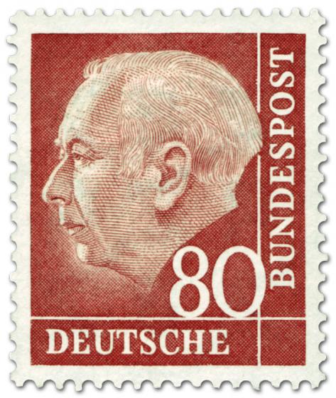 Germany 1954 - President Theodor Heuss (set I) 80pf Wz 4 W, paper x Germany 1954 - President Theodor Heuss (set I) 80pf Wz 4 W, paper x