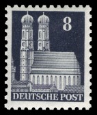 Saksa 1948 - Buildings - Münchner Frauenkirche 8pf Perf. 11 Saksa 1948 - Buildings - Münchner Frauenkirche 8pf Perf. 11