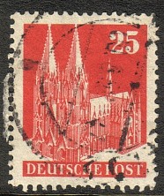 Saksa 1949 - Buildings - Kölner Dom 25pf Perf. 14 (real image) Saksa 1949 - Buildings - Kölner Dom 25pf Perf. 14 (real image)