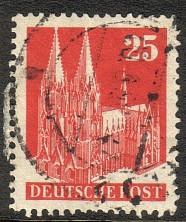 Saksa 1949 - Buildings - Kölner Dom 25pf Perf. 14 (real image)