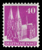 Saksa 1948 - Buildings - Kölner Dom 40pf Perf. 11 Saksa 1948 - Buildings - Kölner Dom 40pf Perf. 11