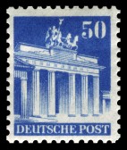 Saksa 1948 - Buildings - Brandenburg Gate, Berlin 50pf Perf. 11 Saksa 1948 - Buildings - Brandenburg Gate, Berlin 50pf Perf. 11