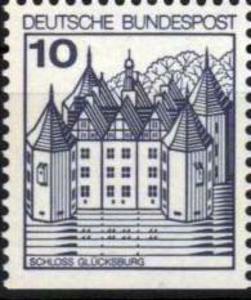 Saksa 1977 - Castles 10pf Glucksburg D I (Bdr. Impef. bottom) Saksa 1977 - Castles 10pf Glucksburg D I (Bdr. Impef. bottom)