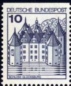 Germany 1990 - Castles 10pf Glucksburg C II (Ldr. Impef. top)