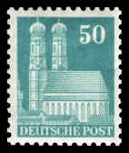 Saksa 1948 - Buildings - Münchner Frauenkirche 50pf Perf. 11 Saksa 1948 - Buildings - Münchner Frauenkirche 50pf Perf. 11