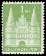 Germany 1948 - Buildings - Holsten Gate, Lübeck 1m type I Perf. 11 Germany 1948 - Buildings - Holsten Gate, Lübeck 1m type I Perf. 11