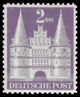 Germany 1948 - Buildings - Holsten Gate, Lübeck 2m type I Germany 1948 - Buildings - Holsten Gate, Lübeck 2m type I