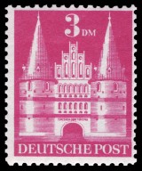 Germany 1948 - Buildings - Holsten Gate, Lübeck 3m type I Germany 1948 - Buildings - Holsten Gate, Lübeck 3m type I