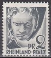 Rheinland-Pfalz 1947 - Personalities and views - 2pf Beethoven