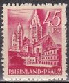 Rheinland-Pfalz 1947 - Personalities and views - 45pf Mainzer Dom Rheinland-Pfalz 1947 - Personalities and views - 45pf Mainzer Dom