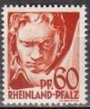 Rheinland-Pfalz 1947 - Personalities and views - 60pf Beethoven Rheinland-Pfalz 1947 - Personalities and views - 60pf Beethoven