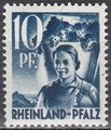Rheinland-Pfalz 1947 - Personalities and views - 10pf Winemakerwoman Rheinland-Pfalz 1947 - Personalities and views - 10pf Winemakerwoman