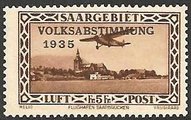 Saar 1934 - Focke-Wulf A 17 Möwe above Saar 5fr brown with overprint