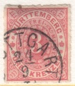 Saksa Wurttemberg 1869 - Württemberg digits in oval 3kr 1869