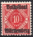 Saksa Wurttemberg 1919 - Württemberg, Official digits in diamond 10pf