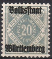Saksa Wurttemberg 1919 - Württemberg, Official digits in diamond 20pf