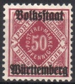 Saksa Wurttemberg 1919 - Württemberg, Official digits in diamond 50pf