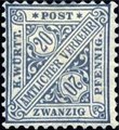 Saksa Wurttemberg 1881 - Württemberg, Official digits in signs 20pf blue 1881 Saksa Wurttemberg 1881 - Württemberg, Official digits in signs 20pf blue 1881