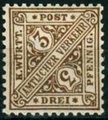 Saksa Wurttemberg 1906 - Württemberg Official digits in signs 3pf brown wm1 Saksa Wurttemberg 1906 - Württemberg Official digits in signs 3pf brown wm1