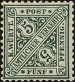 Saksa Wurttemberg 1906 - Württemberg Official digits in signs 5pf green wm1 Saksa Wurttemberg 1906 - Württemberg Official digits in signs 5pf green wm1
