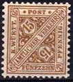 Saksa Wurttemberg 1916 - Württemberg Official digits in signs 15pf dk ochre wm1 Saksa Wurttemberg 1916 - Württemberg Official digits in signs 15pf dk ochre wm1