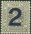 Saksa Wurttemberg 1919 - Württemberg, Official digits in signs 2½pf overprinted 2 Saksa Wurttemberg 1919 - Württemberg, Official digits in signs 2½pf overprinted 2