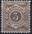 Saksa Wurttemberg 1890 - Württemberg digits in circle 3pf brown