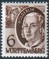 Saksa Wurttemberg 1949 - FRZO-WÜHO Personalities and views - 6pf Friedrich Hölderlin Saksa Wurttemberg 1949 - FRZO-WÜHO Personalities and views - 6pf Friedrich Hölderlin