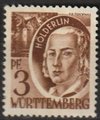 Saksa Wurttemberg 1948 - FRZO-WÜHO Personalities and views - 3pf Friedrich Hölderlin Saksa Wurttemberg 1948 - FRZO-WÜHO Personalities and views - 3pf Friedrich Hölderlin