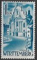 Saksa Wurttemberg 1948 - FRZO-WÜHO Personalities and views - 1M Zwiefalten Church blue Saksa Wurttemberg 1948 - FRZO-WÜHO Personalities and views - 1M Zwiefalten Church blue