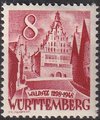 Saksa Wurttemberg 1949 - FRZO-WÜHO Personalities and views - 8pf Waldsee town hall Saksa Wurttemberg 1949 - FRZO-WÜHO Personalities and views - 8pf Waldsee town hall