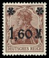 Saksa Deutsches Reich 1921 - Germania oveprint 1.60 m on 5 pf brown