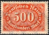 Saksa Deutsches Reich 1923 - Numeral - Digits in a crosswise oval 500 mark