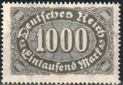 Saksa Deutsches Reich 1923 - Numeral - Digits in a crosswise oval 1000 mark